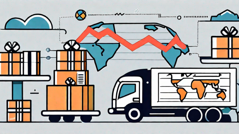 Various ecommerce and marketplace platforms with symbolic logistics elements like delivery trucks